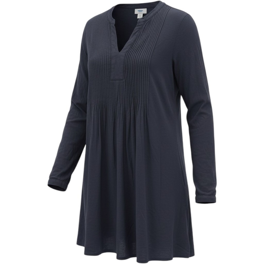 Old Navy Pintuck Swing Dress M Carbon Gray Rayon Crepe Cottagecore Pleated Boho